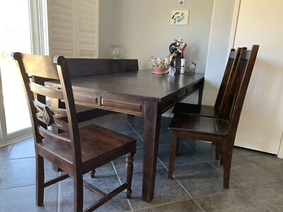 Wooden Dining Table With 5 Chairs And 1 Bench Set - Brown - Image 1 of 4