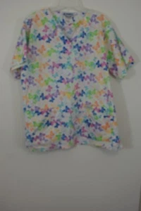 Landau Scrub Top Unisex Multi-Color V Neck Two Pockets Size Large GB13113 - Picture 1 of 4