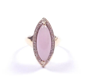 QVC Ladies 9ct Ring Rose Quartz And Diamond 1996 Hallmark Yellow Gold 9 Carat - Picture 1 of 8