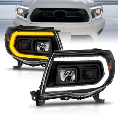 Faros proyectores halo para Toyota Tacoma NEGRO 2005-2011 CUADRADO C-LED lámparas Foto 1 de 4