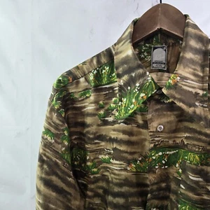 Camisa De Colección Para Hombre XL Hierba Estampada Con Botones Años 60 70 Rockabilly Sedosa - Imagen 1 de 12