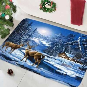 Winter Schnee Hirsch Badteppich Badvorleger Badematte Badmatte Duschvorlage Bad - Bild 1 von 6