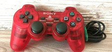 Sony PS2/PS1 Red Transparent Wired Controller Playstation Console Dualshock2