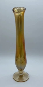 Vintage HTF Trumpet Swung Bud Vase Marigold Carnival 10" - Picture 1 of 9