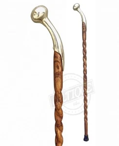 Messing Viktorianische Pferdehames Solider Griff Holzstock Gehstütze Unisex - Bild 1 von 5