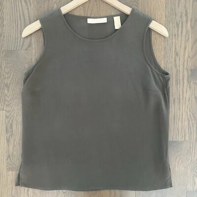 Vintage Kate Hill Petite Sleeveless 100% Silk Shell Tank in Olive Green Medium - Image 1 of 4