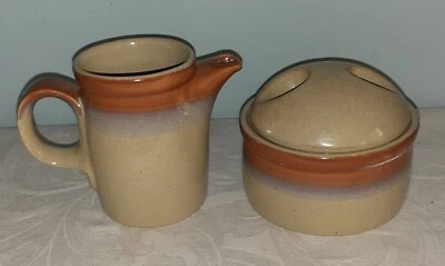 Mikasa Potters Art Country Cabin Sugar Bowl with Lid and Matching Creamer - Image 1 of 4