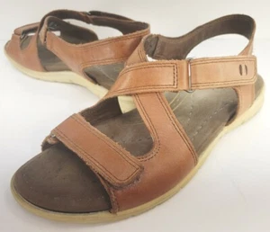 Ecco Sandals Women's 5-5.5M 36EU Casual Ankle Strap Slingback Brown Leather  - Picture 1 of 12