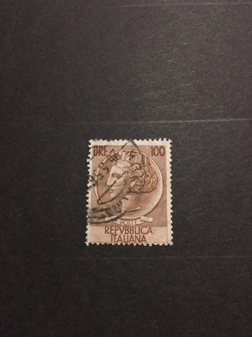 ITALLANA 100 Lire Syracuse Wheel Dent Carraro Italian rare stamp, star watermark Cover