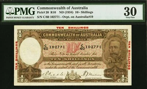 Australia 10 Shillings Riddle/Sheehan ND (1934) Pick-20 R-10 Very Fine PMG 30 - Picture 1 of 2