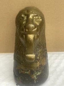 Antique Egyptian Lion Head Brass/Bronze Handrail 90* Corner - Picture 1 of 8