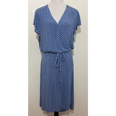 Antiguo Vestido Azul Marino Talla 2XL Azul Estampado Geométrico Envolvente Negocios Informal Femenino Foto 1 de 4