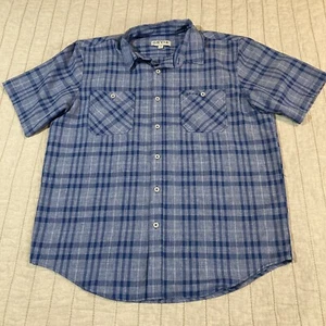 Orvis Mens Button Shirt Large Blue Tartan Plaid Collared Fly Fishing Pocket - Picture 1 of 14