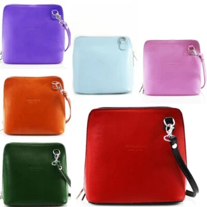 Ladies Plain Leather Small Crossbody Bag Women Vera Pelle Shoulder Handbag VP011 - Picture 1 of 63