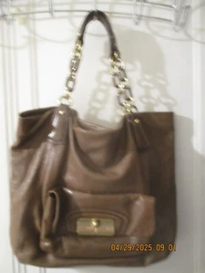 VINTAGE COACH KRISTIN XL CHAIN BROWN LEATHER BAG PURSE TOTE BOHO - Picture 1 of 13