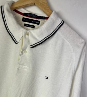 TOMMY HILFIGER LINEN BLEND POLO SHIRT Size Large Men's Regular Fit White - image 1 of 4