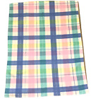 Vintage Baby Blanket Fleece Pastel Plaid Polyester Pink Blue Yellow White 32X42