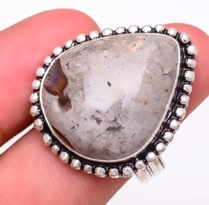 Natural Black Onyx Gemstone 925 Sterling Silver Ring Size Adjustable (R67) - Picture 1 of 1
