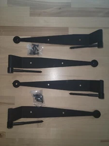 Colonial Shutter Hinge Kit. 1.5" offset x 12" Strap hinges w/ 4" Lag Pintles - Picture 1 of 5