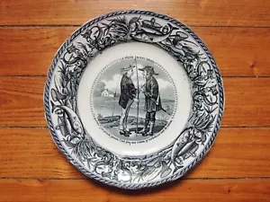 Assiette faïence Vieillard Bordeaux La pêche en eau douce verbalisation permis - Bild 1 von 2