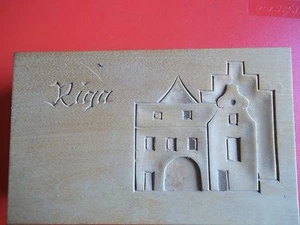 Wood decorative treasure chest "Riga", Soviet era Latvian design 6.25x4x2.25" - Picture 1 of 3