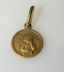 14 K Gold Vintage Cherub Charm Art Deco 1950s Italy - Picture 1 of 3