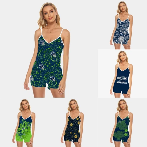 Seattle Seahawks Womens Beach Jumpsuit V-Neck Tank Tops Rompers Swimsuit Gift Cover