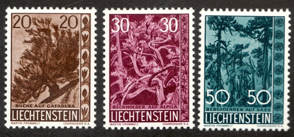 1960 Liechtenstein Sc#353-55 - Native Trees & Shrubs - MH Cv$19.50 - Image 1 of 1