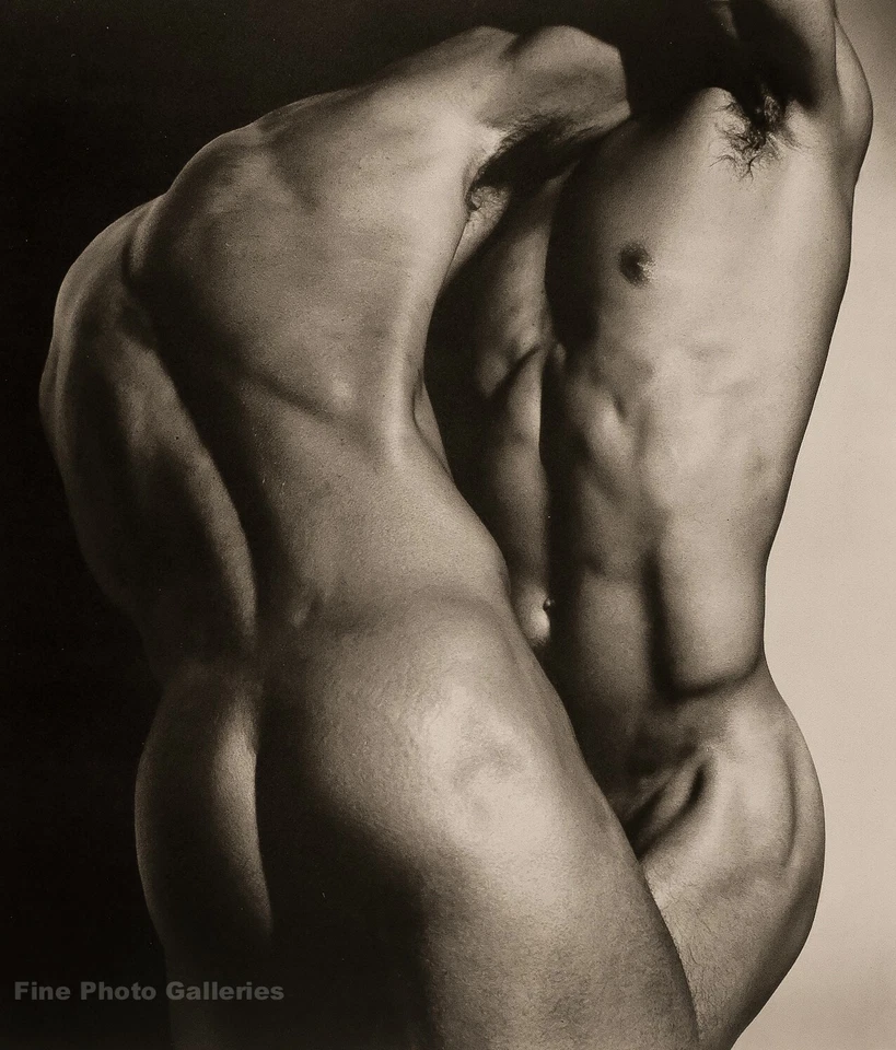 Arte fotográfico gay 1987 vintage Herb Ritts hombre desnudo torso trasero músculo 2 hombres 12x16 Foto 1 de 1