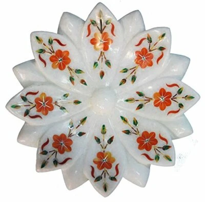 5 " Marmor Obstschale Halbedelstein Inlay Blumenmuster Kunst Heim Dekor - Bild 1 von 4