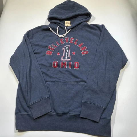 Homage Adult Believeland Cleveland Ohio Hoodie Sweatshirt 2016 Blue Red Size XL Cover