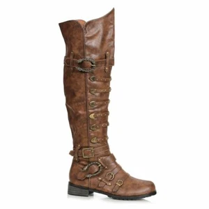 Brown English Medieval Musketeer Renaissance Aristocrat Tall Costume Boots - Picture 1 of 3