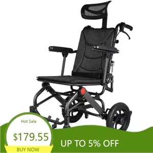 Ultralight Wheelchair Folding Transport Wheelchair Adjustable Backrest FDA - Picture 1 of 9