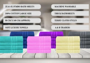 4X JUMBO BATH SHEETS LUXURY SUPER SOFT BATHROOM TOWELS 100% PURE COTTON - Picture 1 of 9