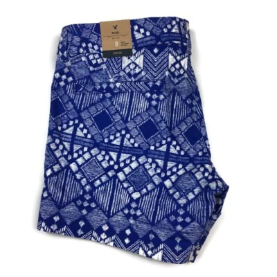 Pantalones Cortos Midi American Eagle Estampado Azul Cobalto Nuevos con Etiquetas para Mujer 8 Foto 1 de 4