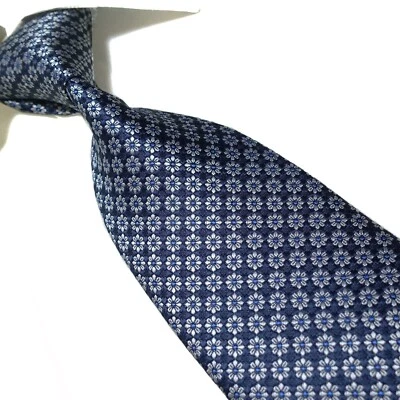 Corbata floral extra larga para hombre poliéster microfibra tejida azul/plateada 63" Foto 1 de 4