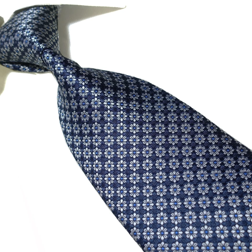 Corbata floral extra larga para hombre poliéster microfibra tejida azul/plateada 63" Foto 1 de 4