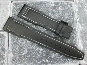 Neu 20mm Kalbsleder Armband schwarz Uhrenarmband IWC Pilot Spitfire Top Gun weiß W - Bild 1 von 5