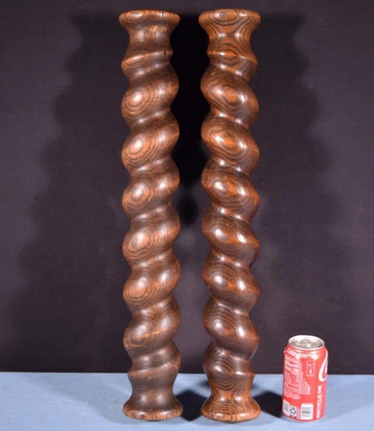 *24" Antique Turned/Barley Twist Posts/Pillars/Columns in Solid Oak Wood Salvage Cover
