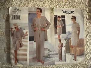 VOGUE Vintage 90s Easy Pattern 1576 Misses 6-8-10 Jacket Pants Dress Skirt Top - Picture 1 of 4