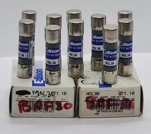 Box of 10 - EDISON MOL30 250V 30A FAST-ACTING FUSE [MG6-1] - Picture 1 of 5