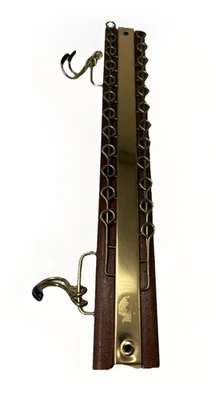 Винтажная деревянная и латунная стойка для галстука держатель ремня настенное крепление органайзер 24 складных крючка - Изображение 1 из 3