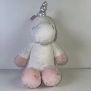 KellyToy Baby White Pink Cuddle Sleeping Unicorn Rattle 12" Plush Lovey Toy - Picture 1 of 8