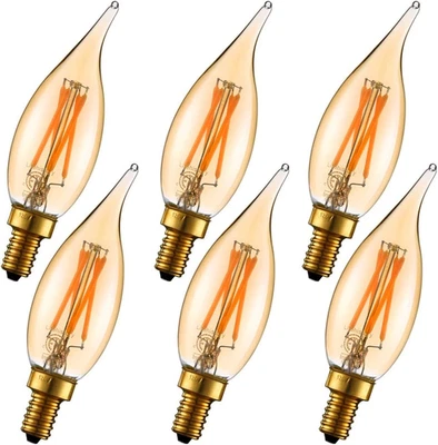 Dimmable 4W 2200K Amber CA10 Led Bulb E12 Candelabra Led 250Lm, Warm White, 40W  - Image 1 of 4