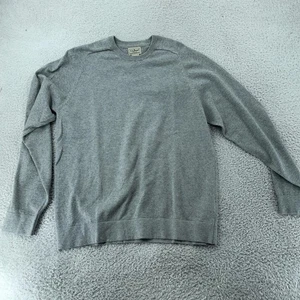 L.L. Bean Sweater Mens Medium Light Gray Heather Cotton Cashmere Pullover Knit - Picture 1 of 8