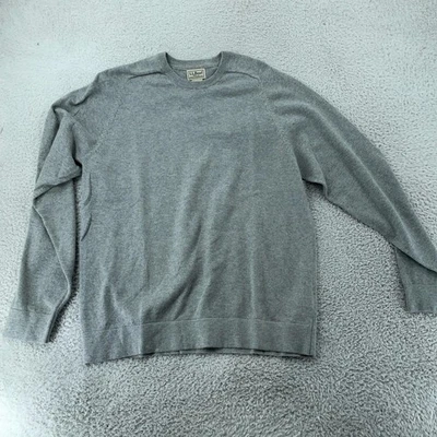 L.L. Bean Sweater Mens Medium Light Gray Heather Cotton Cashmere Pullover Knit - Image 1 of 4