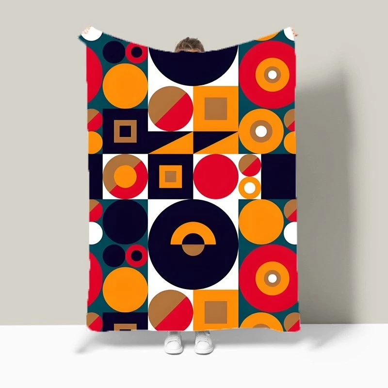 Bauhaus Geometric Bedspread Sofa Throw Blanket Soft Warm Holiday Birthday Gift - Image 1 of 4