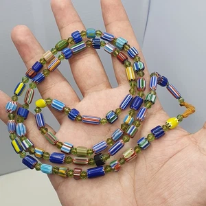 Classic MultiColor Antique Venetian Style Chevron Beads Strand Necklace - Picture 1 of 16