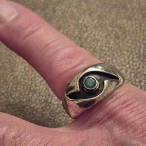 Sterling Silver .925 Men's Ring With Natural Emerald - Picture 1 of 6
