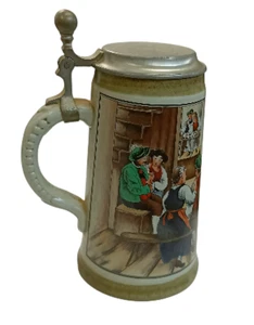 Boccale birra vintage Marzi & Remy tradizionale tedesco con coperchio in latta Humpen - Foto 1 di 10